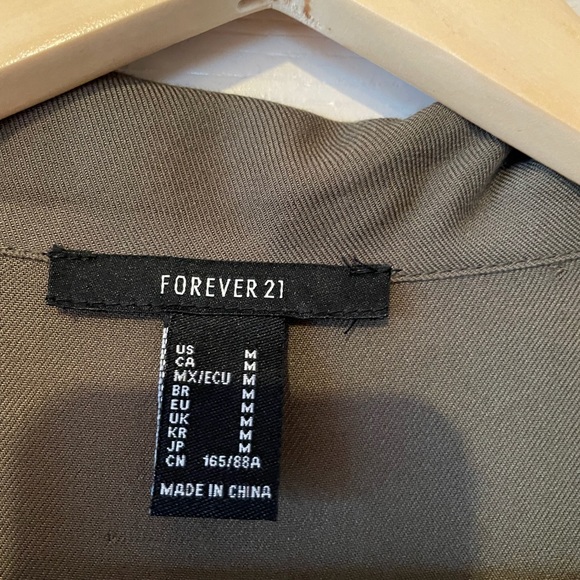 Forever 21 Olive Green Belted Trench Size M - Picture 5 of 5